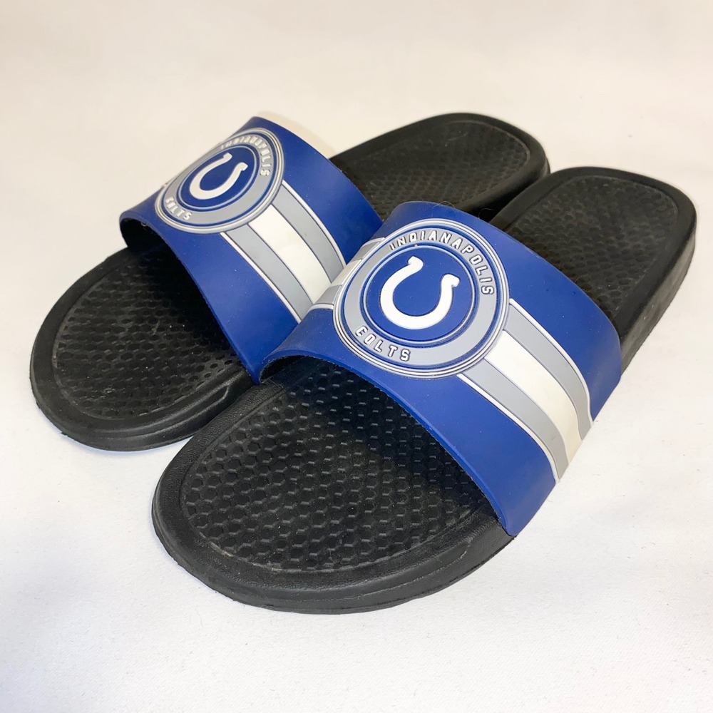 Indianapolis Colts‎ NFL Logo Slide Sandals Flip Flops M 9-10 Blue Black